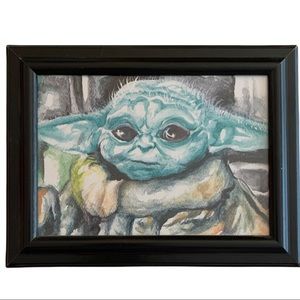 Framed Disney Star Wars Mandalorian Baby Yoda Portrait Decoration